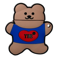 Силіконовий 3D чохол YBE Bear Red для AirPods 1/2