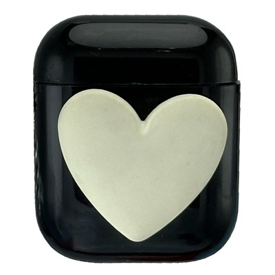 Силіконовий 3D чохол Beige Heart для AirPods 1/2