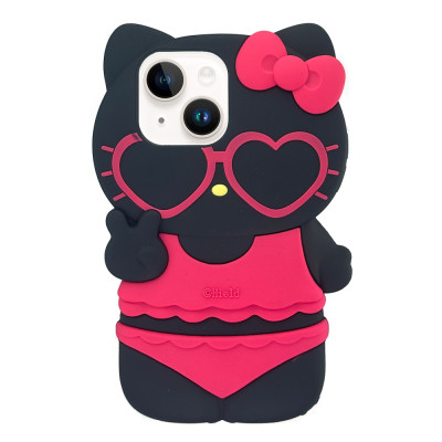 Силиконовый чехол 3D Beach Cat для iPhone 13/14