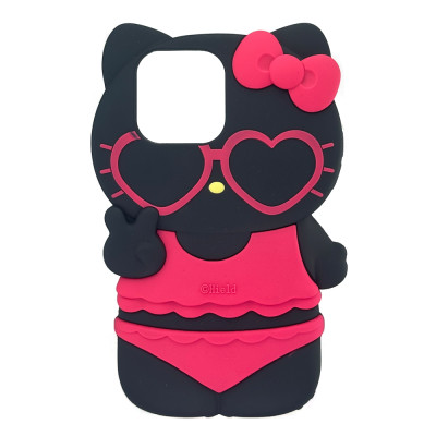Силиконовый чехол 3D Beach Cat для iPhone 13/14