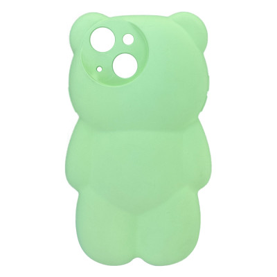 Силиконовый чехол 3D Bear Green для iPhone 13/14