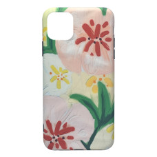 Силиконовый чехол IMD "Flowers" Light Pink/Cream для iPhone 11 Pro Max