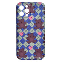 Силіконовий чохол IMD Dark Blue/Brown Bear для iPhone 12 Pro Max