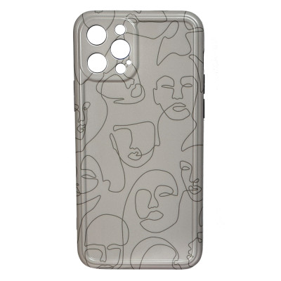 Силиконовый чехол IMD Faces Beige для iPhone 12 Pro Max
