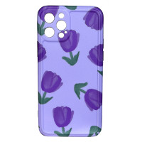 Силіконовий чохол IMD Фіолетові Тюльпани для iPhone 12 Pro Max