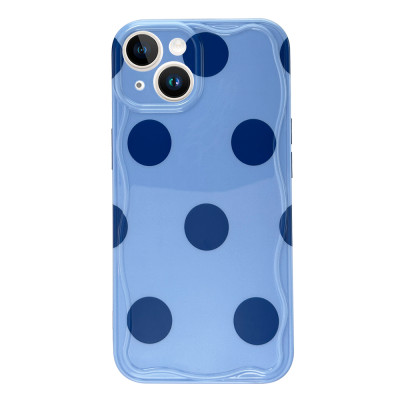 Силиконовый чехол Синий Горошек для iPhone 13/14