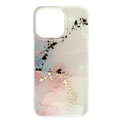 Силіконовий чохол IMD Gold Lines "Light Pink" для iPhone 15