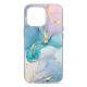 Силиконовый чехол IMD Gold Lines "Pink/Blue" для iPhone 14/13