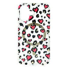 Силіконовий чохол Leopard Pink with Gold MagSafe для iPhone 16