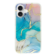 Силіконовий чохол IMD Gold Lines "Pink/Blue" для iPhone 16