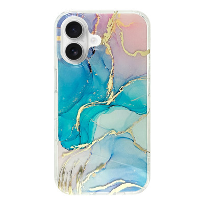 Силіконовий чохол IMD Gold Lines "Pink/Blue" для iPhone 16