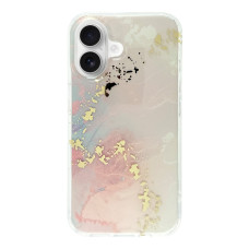 Силіконовий чохол IMD Gold Lines "Light Pink" для iPhone 16