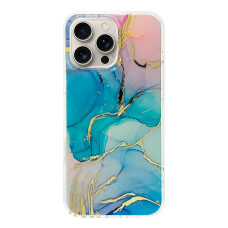 Силіконовий чохол IMD Gold Lines "Pink/Blue" для iPhone 14 Pro Max