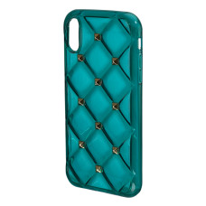 Силиконовый чехол "Стеганые Заклепки" Зеленый для iPhone X/Xs