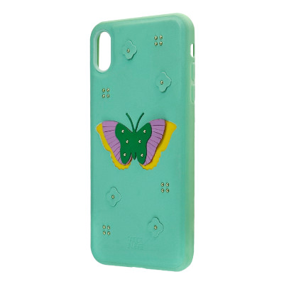 Шкіряний чохол Raigor Inverse Mint Butterfly для iPhone Xs