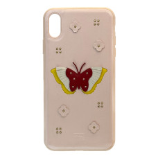 Кожаный чехол Raigor Inverce Pink Butterfly для iPhone XsMax