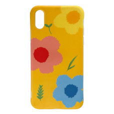 Силиконовый чехол IMD 3Flowers Yellow для iPhone Xs