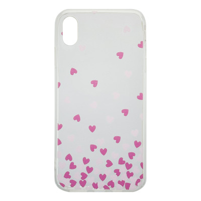Прозрачный силиконовый чехол Hearts Pink для iPhone XsMax