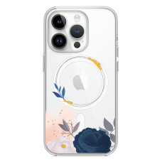 Силіконовий чохол Clear Case Fiolet Flower with MagSafe для iPhone 13 Pro