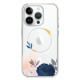 Силиконовый чехол Clear Case Fiolet Flower with MagSafe для iPhone 13 Pro Max