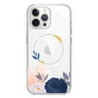Силіконовий чохол Clear Case Fiolet Flower with MagSafe для iPhone 12 Pro Max