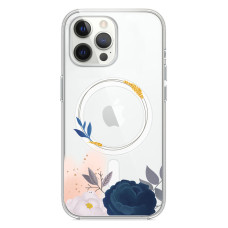 Силіконовий чохол Clear Case Fiolet Flower with MagSafe для iPhone 12 Pro