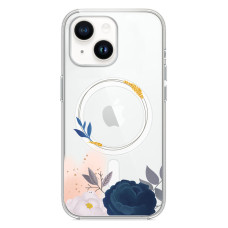 Силиконовый чехол Clear Case Fiolet Flower with MagSafe для iPhone 13/14