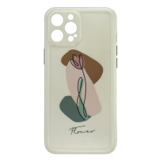 Силиконовый чехол IMD Cream Flower для iPhone 12 Pro Max