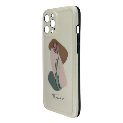 Силіконовий чохол IMD Cream Flower для iPhone 12/12 Pro