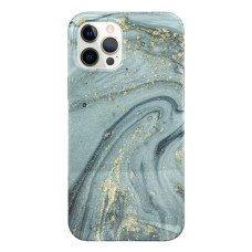 Силиконовый чехол IMD Светло - Зеленый Мрамор для iPhone 12/12 Pro