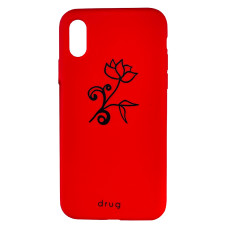 Силиконовый чехол drug Black Flower Red для iPhone X