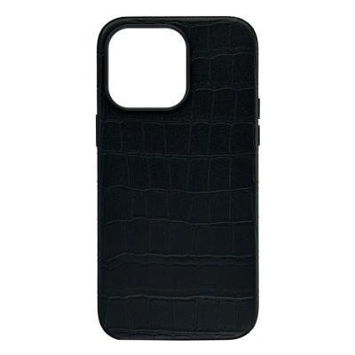 Чехол Apple Leather Crocodile Case Black with MagSafe для iPhone 15 Pro Max