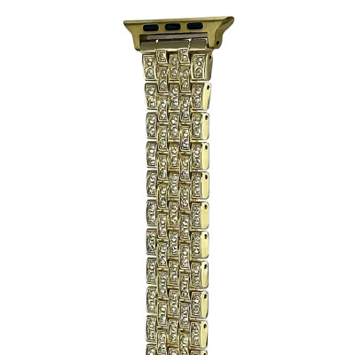 Металлический ремешок Full Diamond Gold для Apple Watch 42/44/45/49мм